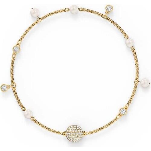 Brand 1:1 French elegant pearl crystal diamond invisible magnetic clasp pendant bracelet cute and delicate