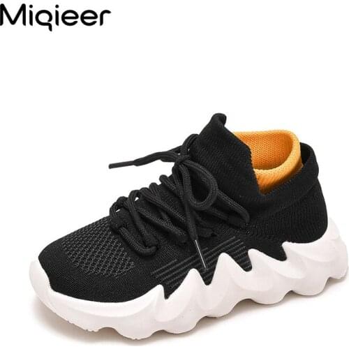 Miqieer Kids Sneakers Knitting Soft Breathable Boys Girls Baby Outdoor Walking Running Casual Sports Shoes Anti Slip Lightweight