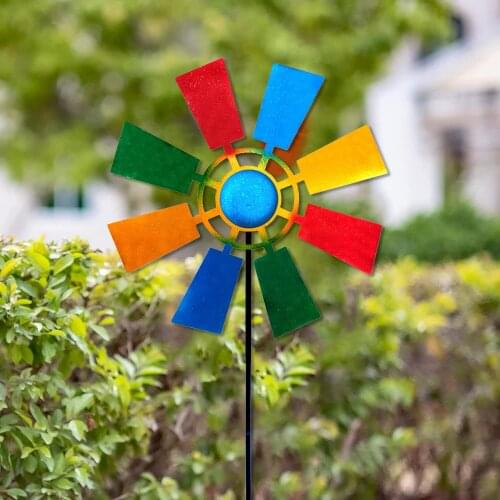 Home Colored Iron Windmill Plug-In Decorative Garden Ornaments Suitable for Garden Yard Outdoor Decoraton GQ