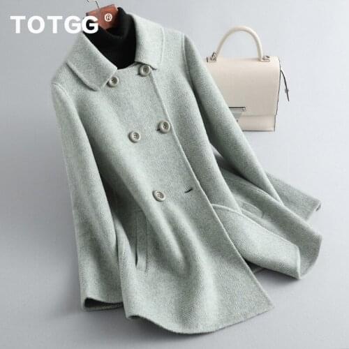 Double sided cashmere coat womens 2021 autumn winter new high-end thickened Hepburn wool coat small man Korean version