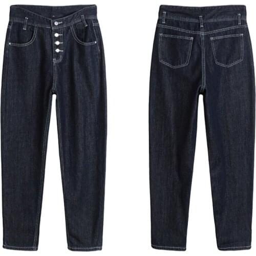 High Waist Jeans Woman Plus Size Loose Harem Pants Button Casual Autumn Winter Pantalones Vaqueros Mujer