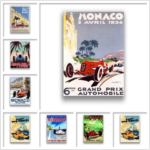 Racing Car White Coated Paper Prints Clear Image Home Decoration Livingroom Bedroom Bar Home Art Brand