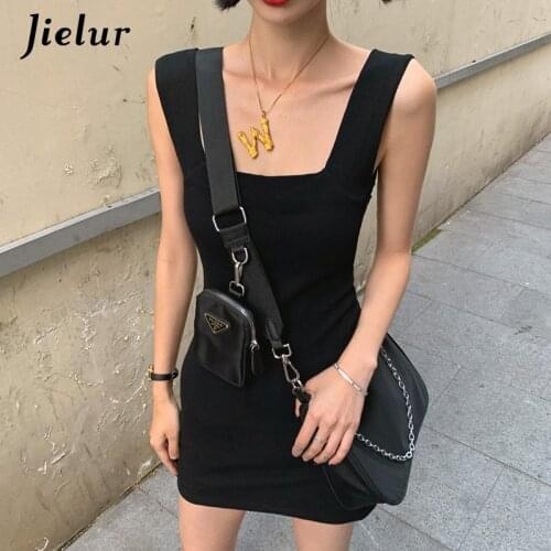 Jielur Sexy Bodycon Dress Women Sleeveless Sheath Mini Dress Fashion Black Party Package Hip Ladies Dresses Vestidos 2021 New