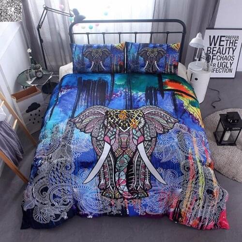 Elephant Bedding Set Luxury Double Queen King Boho Duvet Cover Single Twin Full Size Mandala Bed Clothes For Adult Young Home