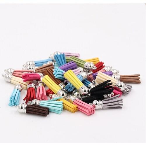 10pcs 38mm Leather Tassel For Keychain Cellphone Straps Jewelry Fiber Fringe Suede Tassel DIY Pendant Summer Jewelry Findings