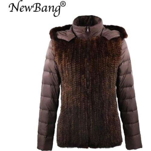 NewBang Brand Design Real Mink Fur Patchwork 90% Duck Down Filling Women Winter Down Coat Hooded Short Jacket