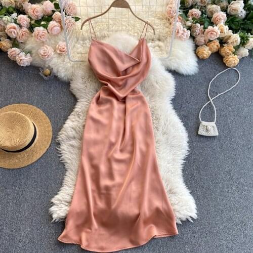 Summer Womens Dress Korean Style The Pure Color Strapless Sling Dress New Commuter Slimming Female Dresses HH087