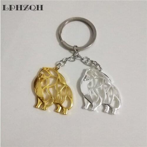 LPHZQH Fashion Cute Pomeranian Dog Key Chains Women Bag Charm Pendant Accessory Car Key Ring Pet Jewelry Gold Color Color