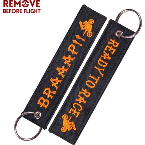 Fashion BRAAAP Keychain for llaveros Keychains Embroidery Key Fobs Car Keychains READY TO RACE Key Ring for Bikers 20 PCS/LOT