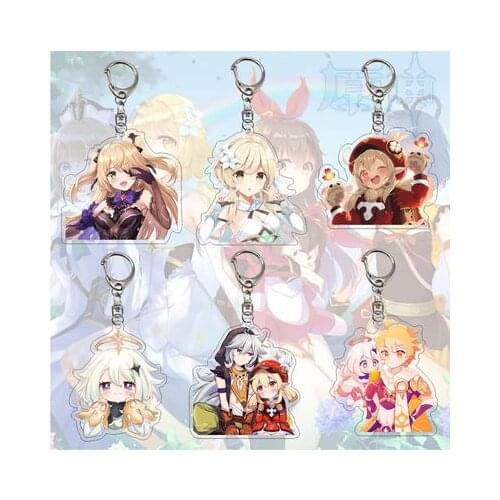 Cartoon Genshin Impact Keychains Double Sided key Chain Acrylic Pendant Accessories Jewelry for Kids Anime Toys Keyrings