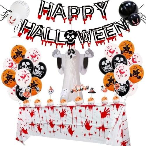Halloween Pumpkin Ghost Balloons Decorations Blood Handprint Skeleton Spider Foil Balloons Inflatable Toy Halloween Party Supply