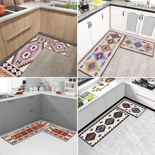 Retro geometric ethnic style multicolor kitchen mat combination entry mat bedroom non-slip bedside blanket