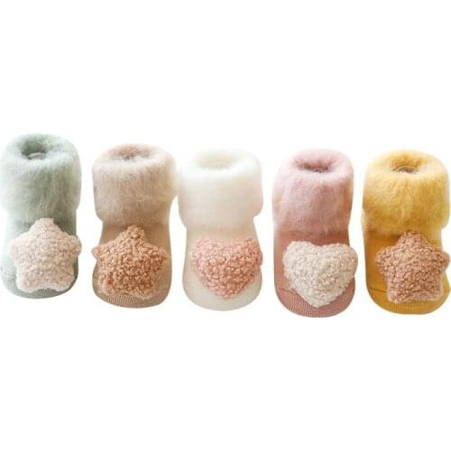 Newborn Sock Velvet Upset Toddler Socks non-slip Floor Brush Stereo Doll Baby Socks Terry Newborn Sokken Winter Warm