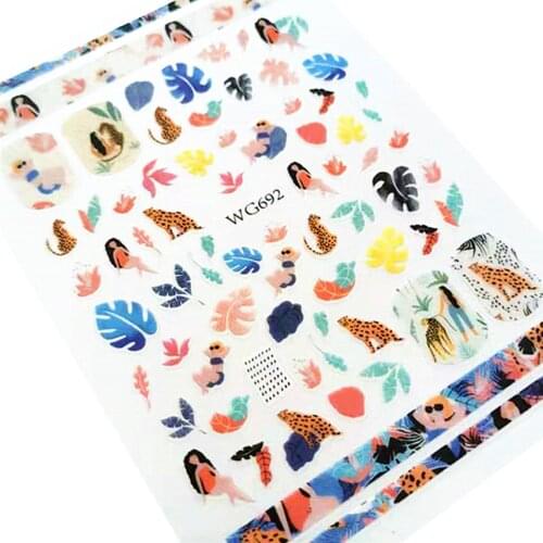 Newest WG 692 3D nail art sticker decal stamping back gule DIY nail decoration tools