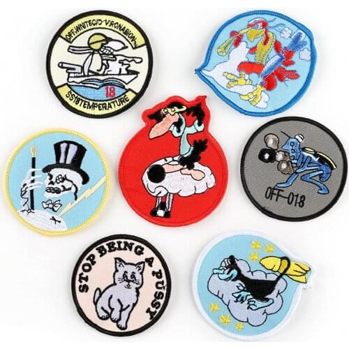 New High-quality Embroidery Cloth Stickers Cartoon Animal Personality Round Patch Stickers Clothing Accessories