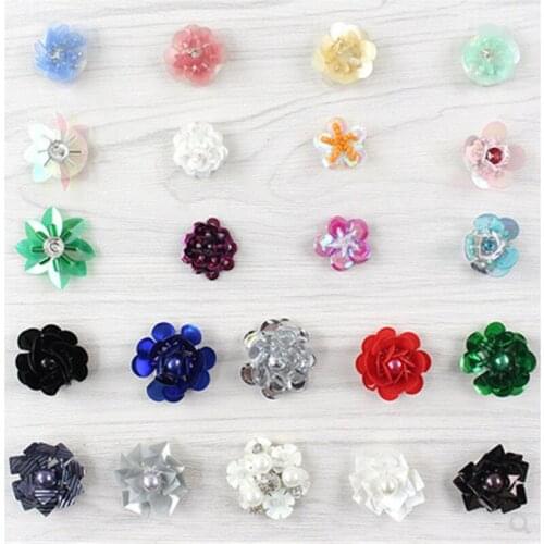 Shidao 3D Hand-sewed sequins flower pattern patch diy craft clothing shoes, hats, bags,Beads sequins applique patch decoration