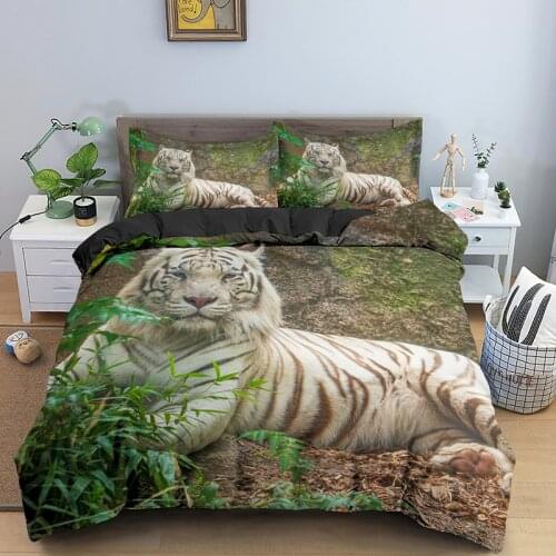 3D Animal Tiger Print Duvet Cover Sets Queen King Bedding Set For Adult Bedclothes Comforter Covers With Pillowcase 2/3pcs