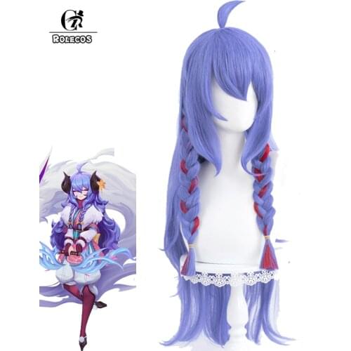 ROLECOS Game LOL Spirit Blossom KINDRED Cosplay Wigs 80cm Heat Resistant Synthetic Blue Purple Slightly Rolled Twist Braid