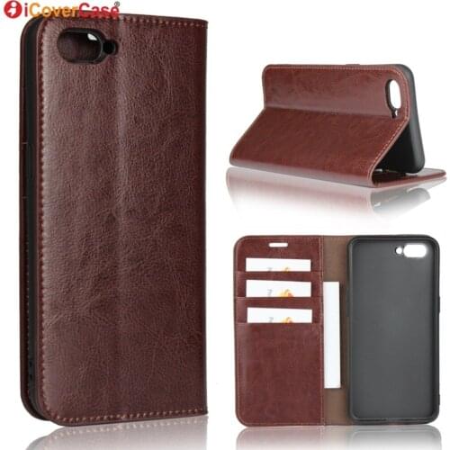 Luxury Real Genuine Leather Wallet Case For Oppo A5 Flip Cover Card slot Stand Protect Case for Oppo A5