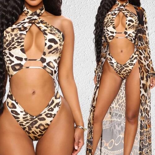 Sexy Cross Halter One Piece Swimsuit Women Push Up High Waist Bathing suit With Mesh Cover Up Cut Out Monokini Bandage Swimwear