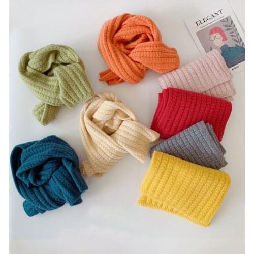 Brand Designer Kids Winter Scarf Thick Warm Knitted Scarves For Children Neck Fashion Kids Solid Vintage Wrap Outdoor