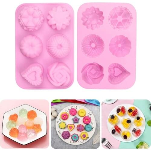 3D Flower Heart Silicone Cake Mould Handmake Soap Fondant Cupcake Jelly Candy Chocolate Mold Decoration Baking Tools Kitchen