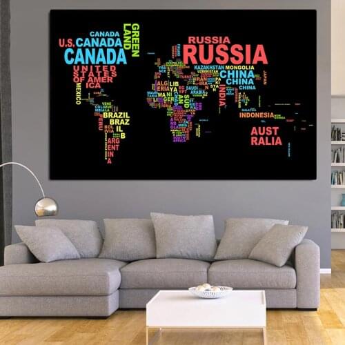 Modern Art World Map Picture Poster Canvas Painting Posters Prints Wall Art Picture Quadro Living Room Home Decorative Paintings