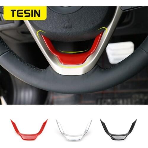 TESIN Car Steering Wheel Decor Cover Trim Stickers for Jeep Cherokee for Grand Cherokee 2014+ Car Interior Accessories Styling