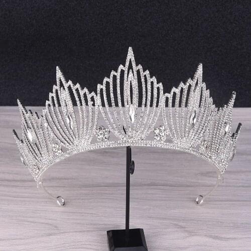 Fashion Baroque Trendy Tiara Bride Crown For Wedding Diadem Tiaras Rhinestone Handmade Hairwear Hair Accessories Party Jewelry