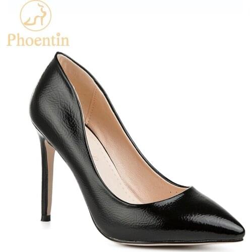 Phoentin 2019 designer shoes women luxury super high heels sexy black pumps pointed toe patent leather footwear fashion FT664
