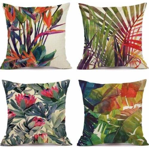 XUNYU Colorful Plant Pillowcase Sofa Square Decorative Throw Pillow Cover Car Cushion Cover 45X45cm AC161