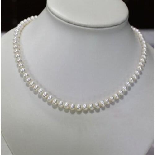 Natural Pearl Jewellery,100% Real White Color Freshwater Pearl Necklace 6-7mm Classic Pearl Jewelry For Girl