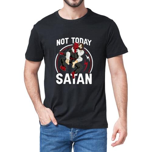 Unisex 100% Cotton Jiu Jitsu Jesus Not Today Satan Funny Summer Mens T-Shirt Harajuku Streetwear Womens Shirt Soft Tee