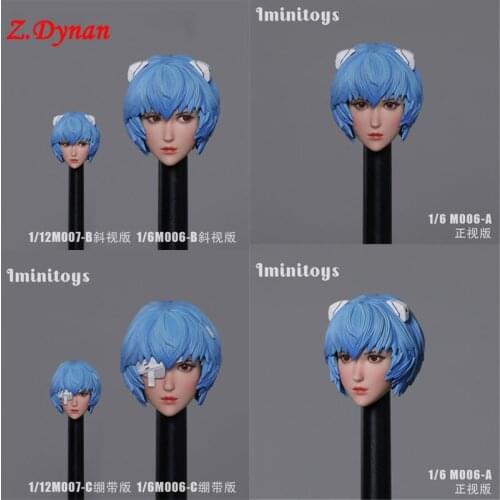 Iminitoys 1/6 1/12 M006 M007 Female head sculpt Young girl warrior Rei Ayanami head carving for 12 inches TBL PH JIAOU dolls