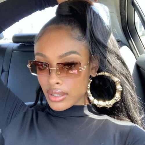 2021 Retro Sunglasses Women Brand Designer Fashion Rimless Gradient Sun Glasses Shades Cutting Lens Ladies Frameless Eyeglasses