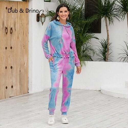 Two-piece set 2 Piece Active Set Women print Tracksuit 2020 Autumn Winter Long Sleeve Sweatshirt Sweatpants Harem Pants Casual