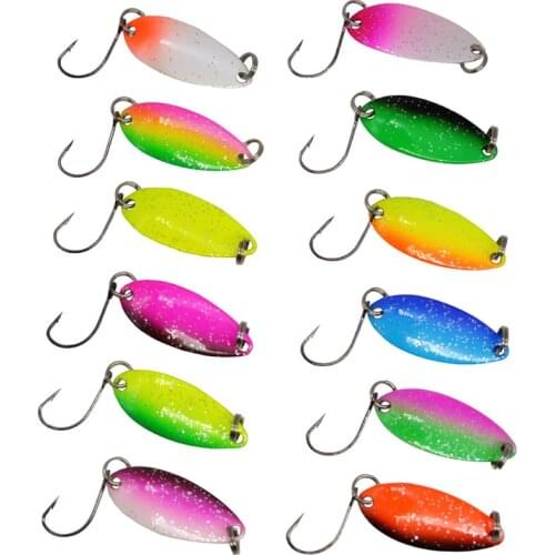 1pc x Fishing Lure 3.3cm 3g Spoon Metal Lures Colorful Spinnerbsit Minnow Small Fish Single Hook Jig Stream Trout Winter Ice