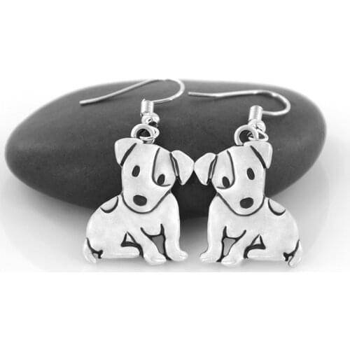 10 Pairs Vintage Retro Funny Jack Russell & Fox Terrier Dog Charms Drop Dangle Earrings For Women Jewelry Girl 2020 Bulk In lots