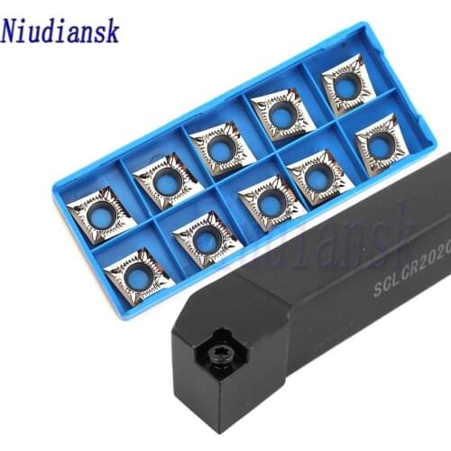 10pcs CCMT1204 CCGT1204 CNC Lathe Carbide Inserts +SCLCR2020K12 External Turning Tool Holder SCLCR2525M12 SCLCL Arbor Tool Suit