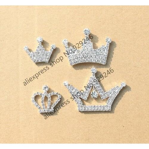 12pcs/pack crown-shape shiny clear crystal rhinestone applique glue-on for shoes Kids garments crystal ornaments DIY crafts