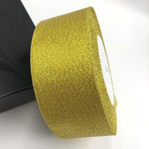 25yards/roll) 40mm Metallic Glitter Ribbon Colorful gift package ribbons wholesale gold
