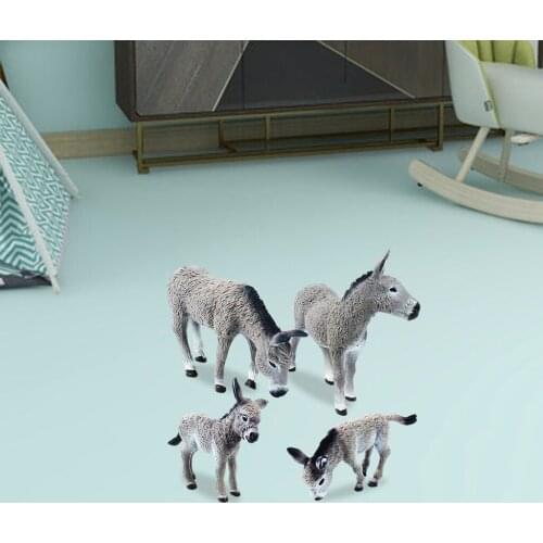 4x Realistic Donkey Figurine Hand Painted Farm Animal Statues Figure Educational Playset Desktop Ornament Collectible Gift