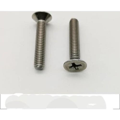 50pcs M2 Nickel plated GB819 screw Countersunk head Phillips screws Nickels plating flat heads machine bolt 3mm-12mm Length