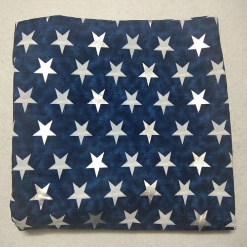 50x105cm Navy Blue Silver White Fivestar Printed Cotton Fabric Star Fabric Patchwork Dress Cloth Home Decoration