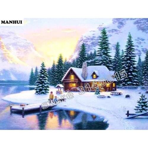Daimond Painting Snow View Cottage 3D DIY Diamond Embroidery Sale Embroidered With Rhinestones For Home Decoration BCD392