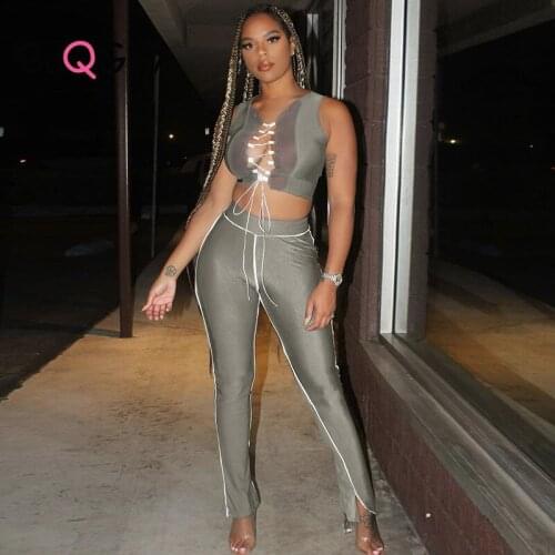 BaQGW Women Mesh Patchwork Transparent Two Pieces Set Fitness Tracksuit Long Sleeve Lace Up Crop Top+leggings Sportswear Outfits