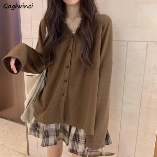 Basic Jackets Women Solid Single-breasted Knitted Chic Fashion All-match Harajuku Simple Autumn Ulzzang Womens Outwear Casual