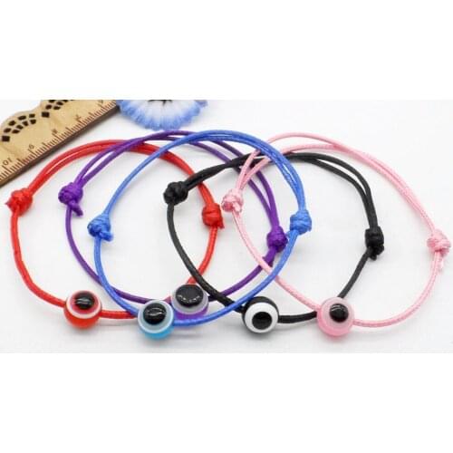 Free Shipping 50pcs Hamsa String Eye Lucky Red wax Cord Adjustable Bracelet