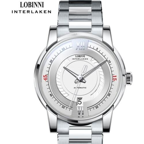 LOBINNI Top Brand Luxury Male Mechanical For SIEKO Movement Automatic Self-Wind Mens Watch Full Stainless Steel Watch Dropship