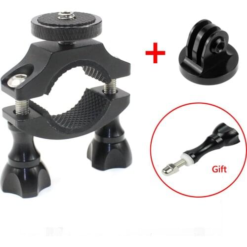 CNC Bicycle Handle Bar Clamp Mount Clip Camera Holder With 1/4" Tripod Adapter for DJI for Osmo Action for GoPro Hero 7 4K